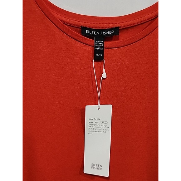 Eileen Fisher NWT Crew Neck Long Shell Top Womens XL Orange, Sleeveless Jersey - Picture 2 of 8